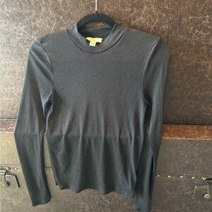 Topshop Black Sheer Long Sleeve Mock Turtleneck